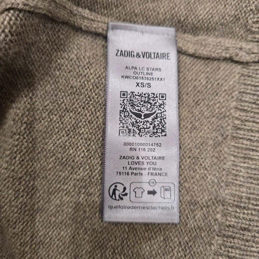 Zadig & Voltaire Alpa Outline Stars Wool Cashmere Cardigan - Picture 10 of 11